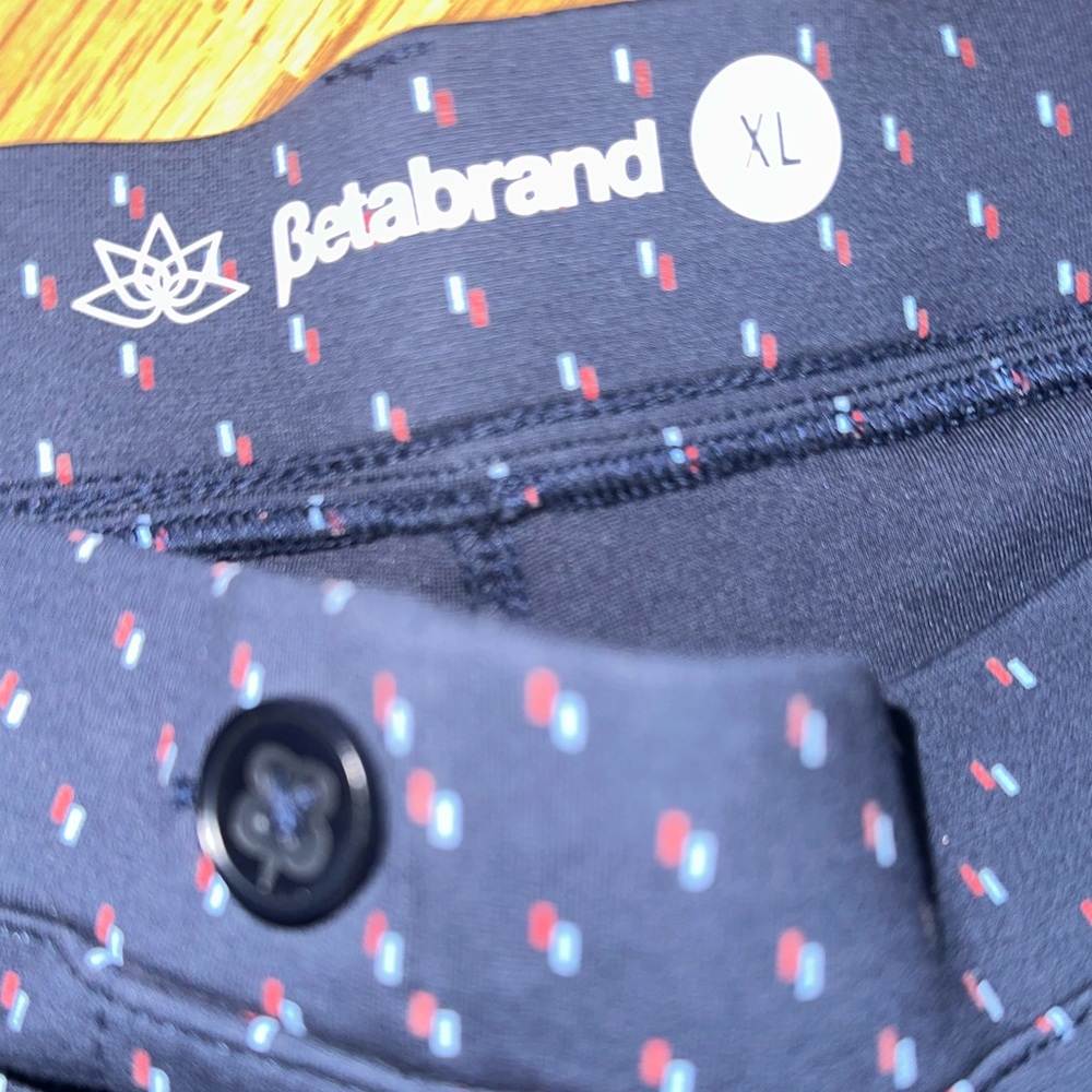 Betabrand Navy Blue Geometric Print Classic Bootcut Yoga Dress Pants | Size XL - Picture 7 of 7